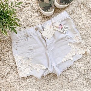 Toby Heart Ginger White Denim Lace Shorts